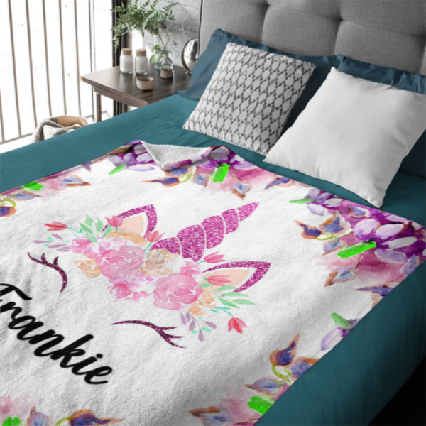 Livraison gratuite✈️ Couverture de bébé florale personnalisée en forme de corne de licorne