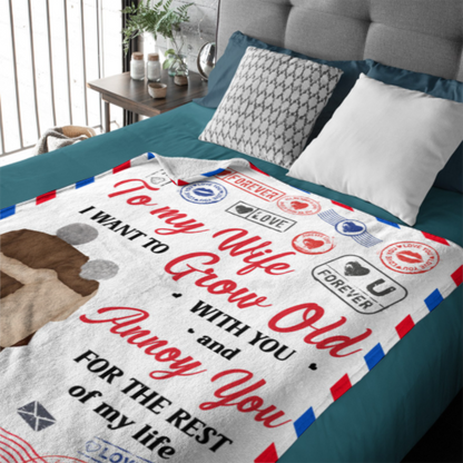 Grow Old With You And Annoy You - Personalized Blanket - Anniversary Valentine's Day Gift For Husband, Wife