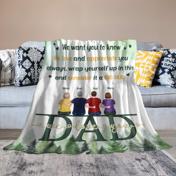 Wrap Yourself Up In This And Consider It A Big Hug - Personalized Blanket - Birthday, Father's Day Gift For Father, Daddy, Dad, Grandpa