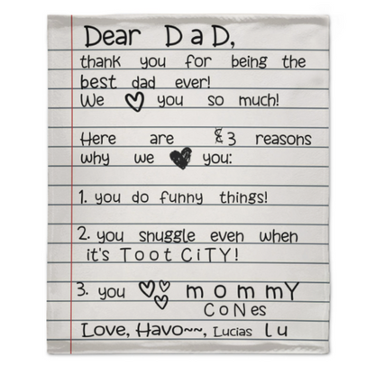 Personalized Writing Blanket for Dad