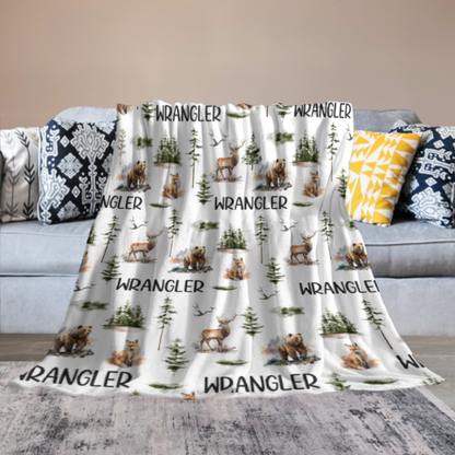 Free Shipping✈️Woodland Forest Animals Personalized Custom Name Blanket - Baby Shower Blanket - Gifts for Baby