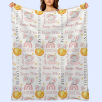 Personalized Elephant Moon and Stars Baby Blanket