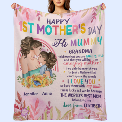 The World's Best Mom Belongs To Me - Family Personalized Blanket - Mother's Day, Birthday Gift For First Mom