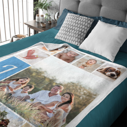 Personalized Custom Photo Name Blanket - Gift for Family