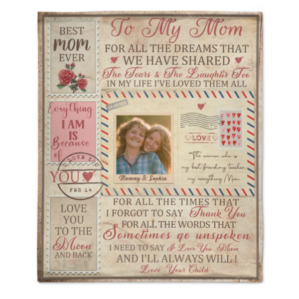 I Love You Mom - Personalized Photo Printed blanket