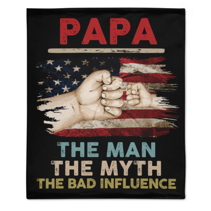 USA The Man The Myth The Bad Influence - Gift for Dad, Personalized Custom Blanket