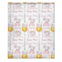 Personalized Elephant Moon and Stars Baby Blanket