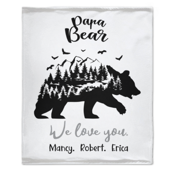 Personalized Name Papa Bear Blankets Gift For Dad