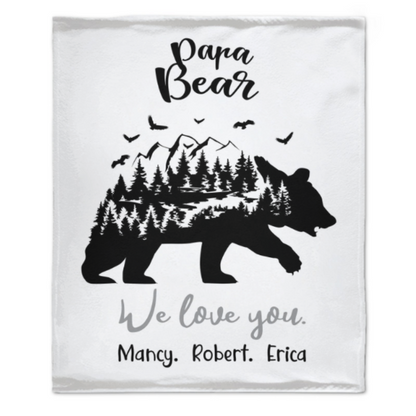 Personalized Name Papa Bear Blankets Gift For Dad