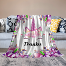 Personalized Unicorn Horn Floral Baby Blanket