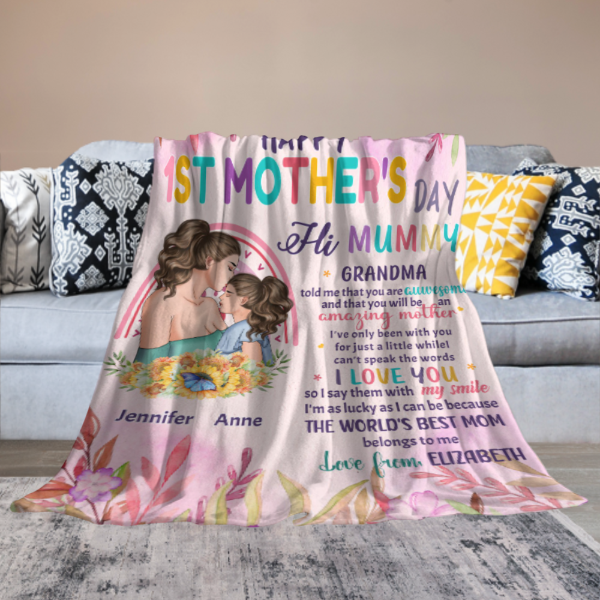 The World's Best Mom Belongs To Me - Family Personalized Blanket - Mother's Day, Birthday Gift For First Mom