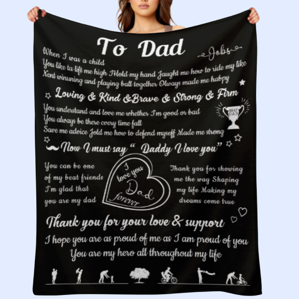 Fathers Day Blanket for Men - Dad Gifts from Son or Daughter