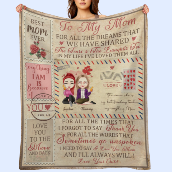 I Love You Mom - Custom Photo Printed blanket