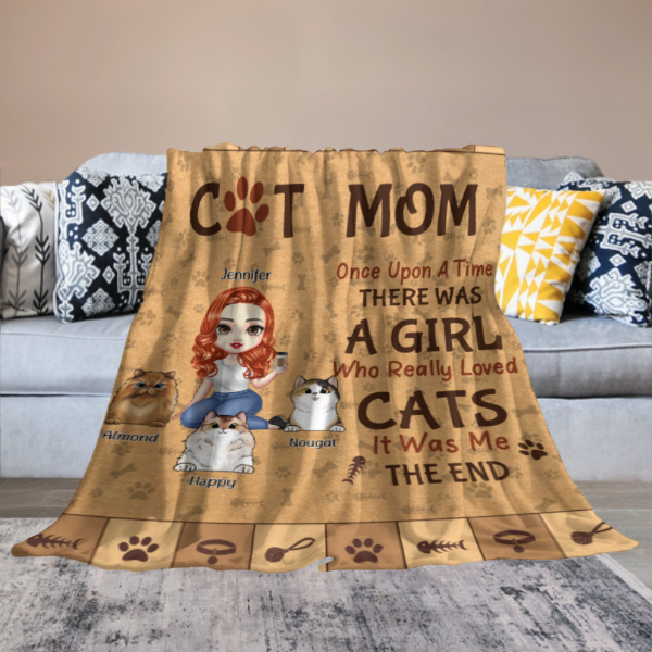 Once Upon A Time, There Was A Girl Who Really Loved Cats, It Was Me - Personalized Blanket - Gift For Cat Lovers, Cat Owners, Cat Gift, Gift For Pet Lovers