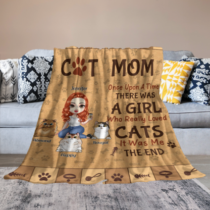 Once Upon A Time, There Was A Girl Who Really Loved Cats, It Was Me - Personalized Blanket - Gift For Cat Lovers, Cat Owners, Cat Gift, Gift For Pet Lovers