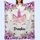 Personalized Unicorn Horn Floral Baby Blanket