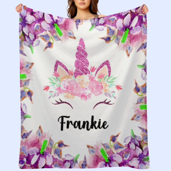 Livraison gratuite✈️ Couverture de bébé florale personnalisée en forme de corne de licorne