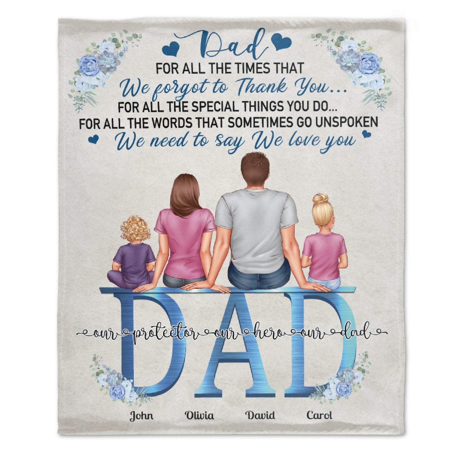 Dad - We Love You - Personalized Blanket - Birthday, Father's Day Gift For Dad, Father, Grandpa, Husband