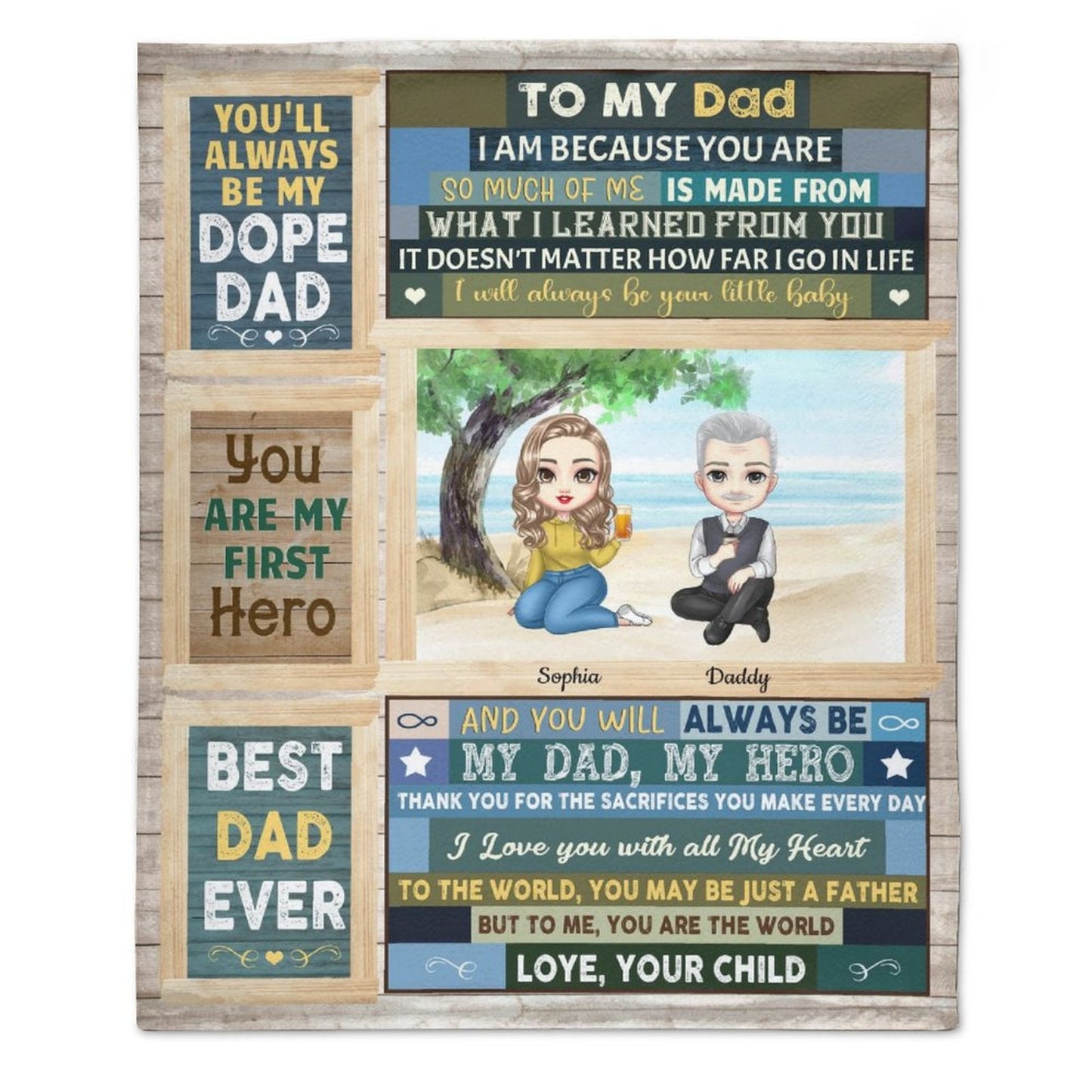 Dad Is My First Hero - Personalized Blanket