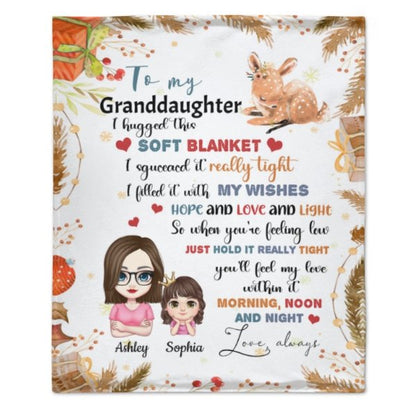 Christmas Gift For Granddaughter Grandson Grandchildren Personalized Fleece Blanket - Lovscape