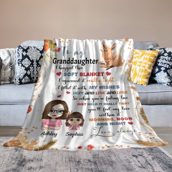 Christmas Gift For Granddaughter Grandson Grandchildren Personalized Fleece Blanket - Lovscape