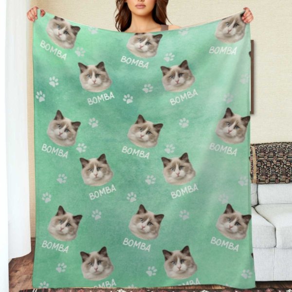 Colorful Paw Prints - Personalized Custom Blanket - Upload Image, Gift For Pet Lovers, Christmas Gift