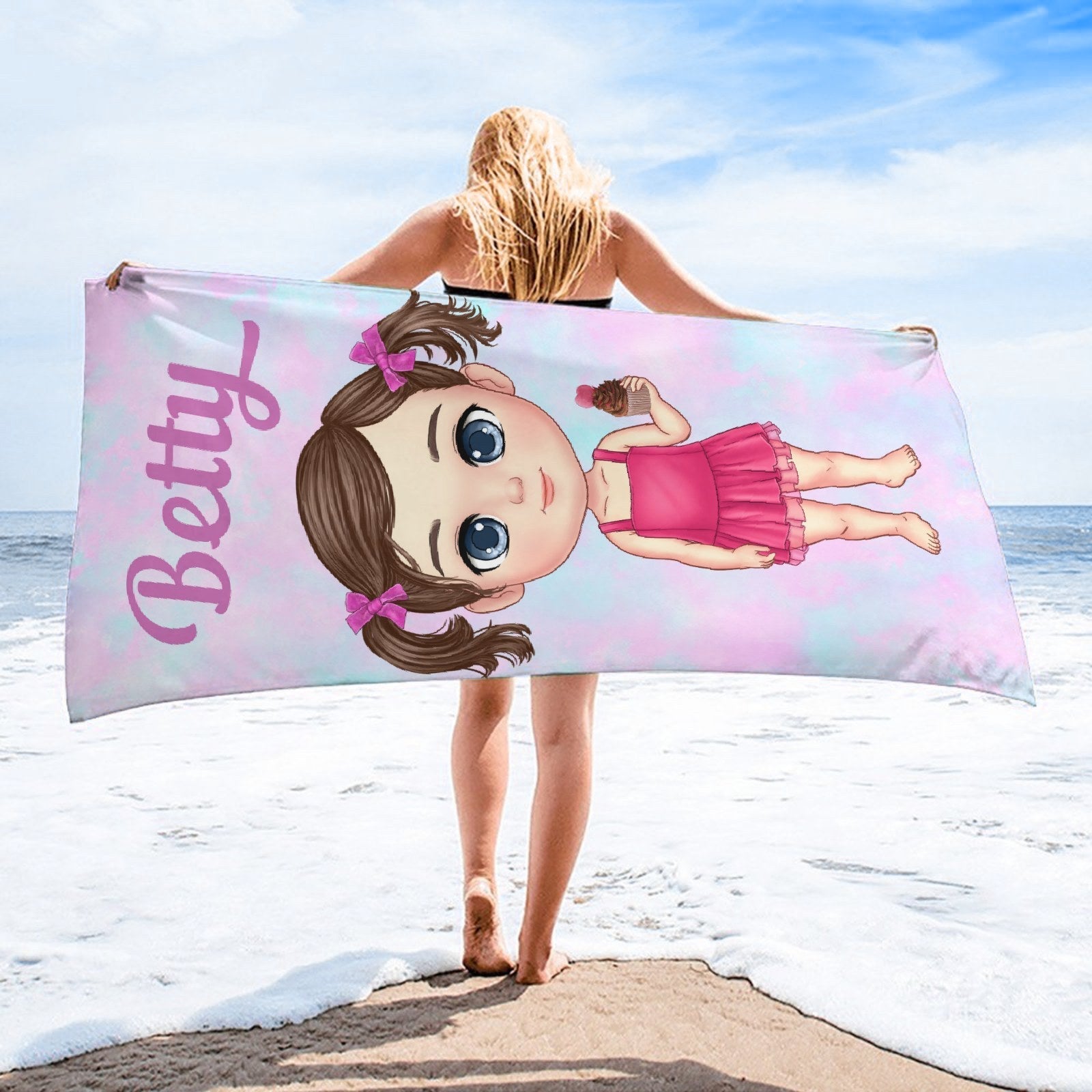 Coloré Tie Dye - Serviette de plage personnalisée personnalisée - Cadeau pour la famille, cadeau pour les enfants, cadeau de Noël