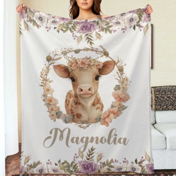 Cow Personalized Blanket - Gift for Baby - Lovscape