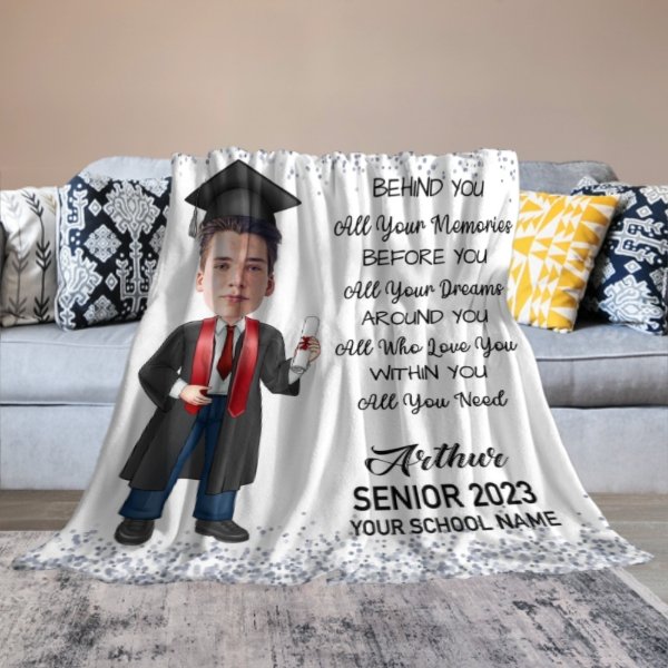 Custom Face Photo Graduation Gift Personalized Graduation Senior Blanket - Lovscape