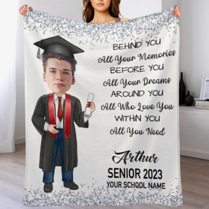 Custom Face Photo Graduation Gift Personalized Graduation Senior Blanket - Lovscape