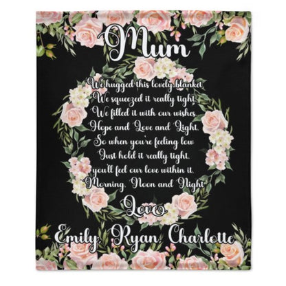 Custom Kids Name Floral Blanket - Gifts for Mom on Mother's Day - Lovscape