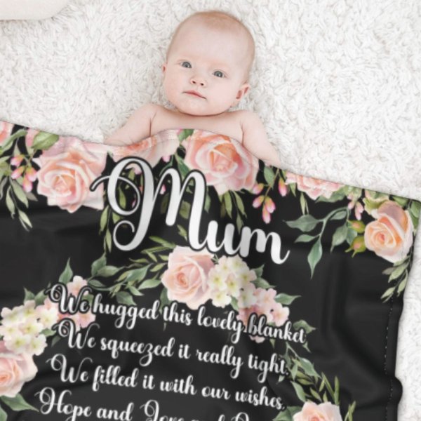 Custom Kids Name Floral Blanket - Gifts for Mom on Mother's Day - Lovscape