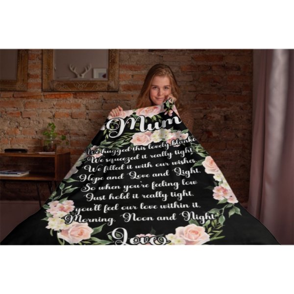 Custom Kids Name Floral Blanket - Gifts for Mom on Mother's Day - Lovscape