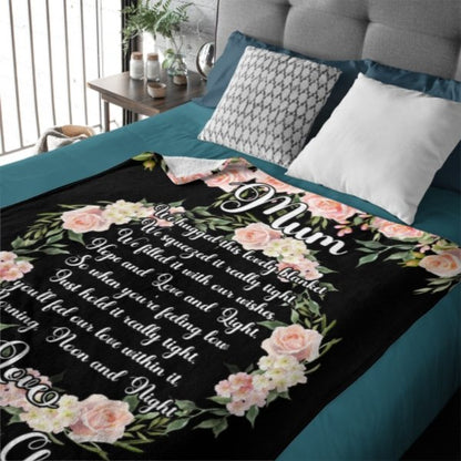 Custom Kids Name Floral Blanket - Gifts for Mom on Mother's Day - Lovscape