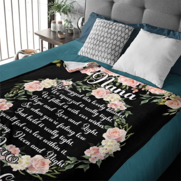 Custom Kids Name Floral Blanket - Gifts for Nana on Mother's Day - Lovscape