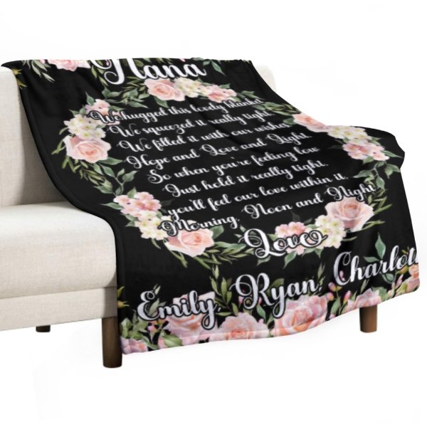 Custom Kids Name Floral Blanket - Gifts for Nana on Mother's Day - Lovscape