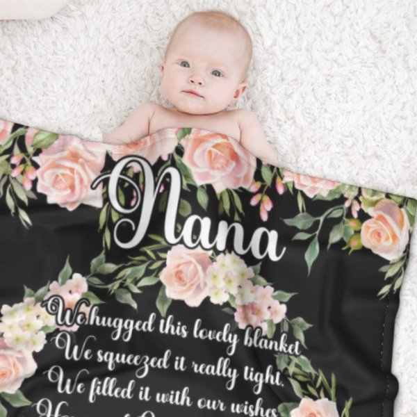 Custom Kids Name Floral Blanket - Gifts for Nana on Mother's Day - Lovscape