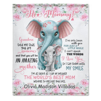 Cute Elephant Custom Blanket-Gift for Mom - Lovscape