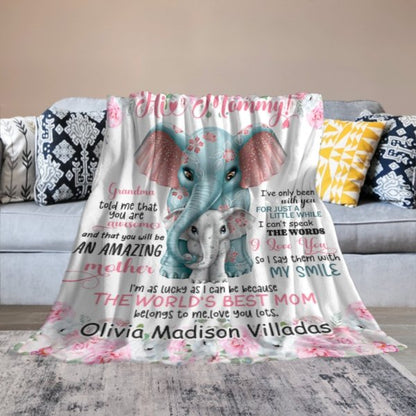 Cute Elephant Custom Blanket-Gift for Mom - Lovscape