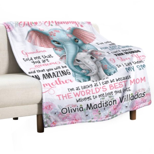 Cute Elephant Custom Blanket-Gift for Mom - Lovscape