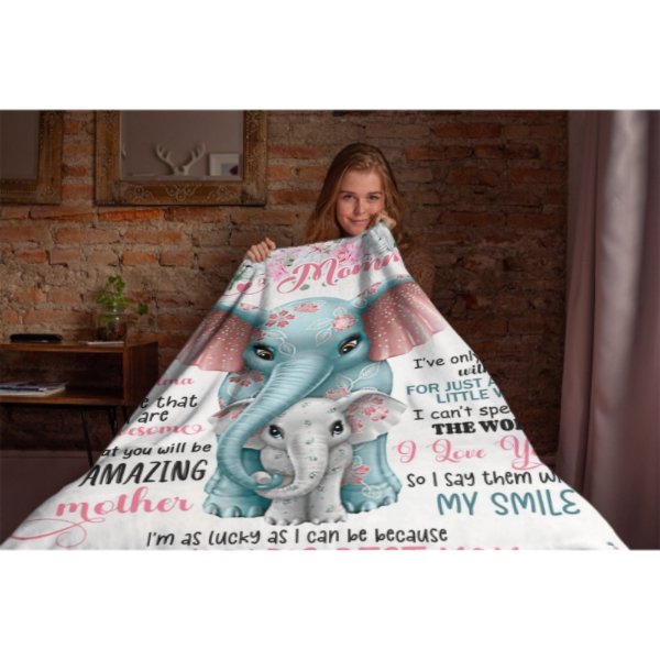 Cute Elephant Custom Blanket-Gift for Mom - Lovscape