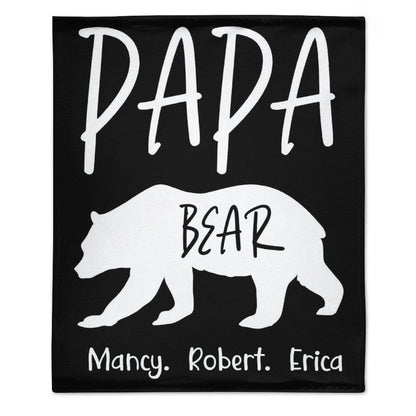 Custom Name Papa Bear Blanket - Gift for Dad