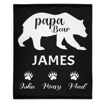 Papa Bear -  Custom Name Blanket - Gift for Birthday, Father's Day, Thanksgiving