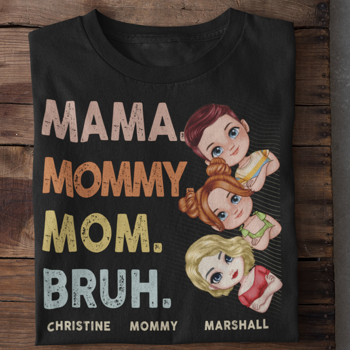 Papa maman Bruh - T-shirt unisexe personnalisé personnalisé par famille - fête des pères, fête des mères, cadeau d'anniversaire pour papa, maman