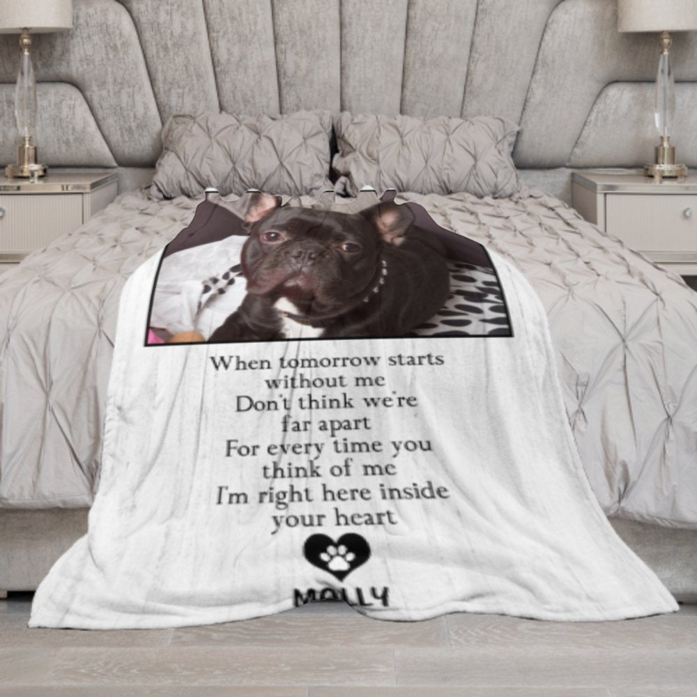 For Every Time You Think Of Me, I'm Right Here Inside Your Heart - Upload Image, Personalized Blanket - Lovscape