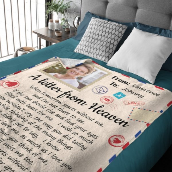 For Every Time You Think Of Me I'm Right There In Your Heart - Memorial Personalized Custom Blanket - Upload Image, Sympathy Gift, Christmas Gift For Family Members - Lovscape