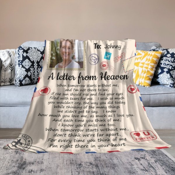 For Every Time You Think Of Me I'm Right There In Your Heart - Memorial Personalized Custom Blanket - Upload Image, Sympathy Gift, Christmas Gift For Family Members - Lovscape