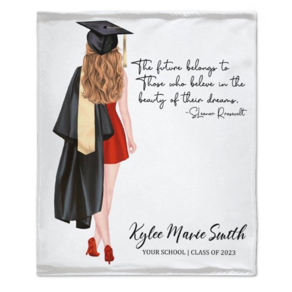 Graduation Personalized Custom Name Girl Blanket Class of 2023 - Graduation Memorial Gift - Lovscape