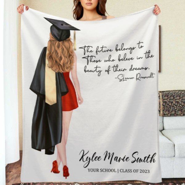 Graduation Personalized Custom Name Girl Blanket Class of 2023 - Graduation Memorial Gift - Lovscape