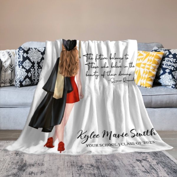 Graduation Personalized Custom Name Girl Blanket Class of 2023 - Graduation Memorial Gift - Lovscape